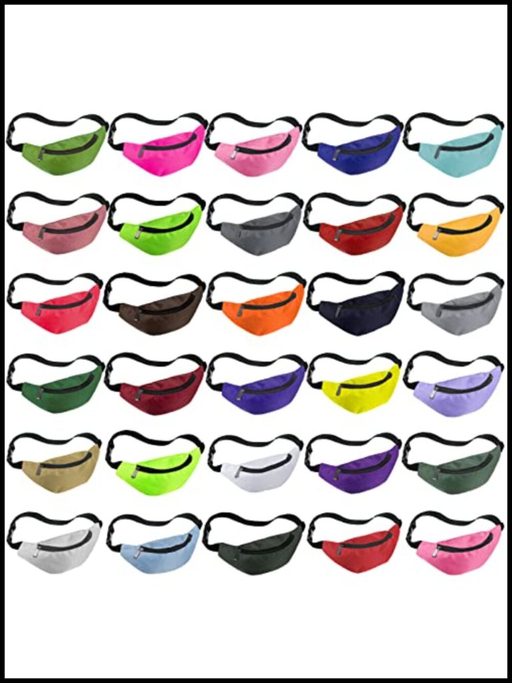 30 Pack Neon Fanny Packs Oxford Fabric Adjustable Waist Bags for Running
